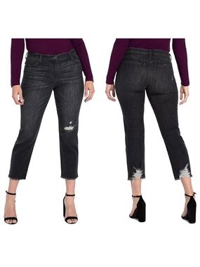 Liverpool Kennedy Crop Straight Jean Women’s Size 12 Distressed Denim Frayed